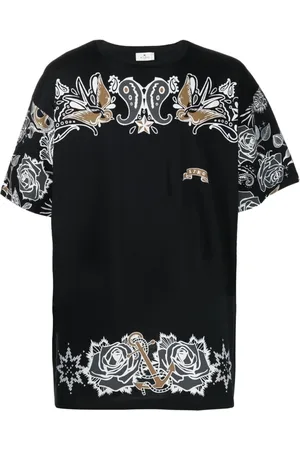 Etro Top, Herre, Sort, M, Bomuld, Tattoo Print Jersey T-Shirt