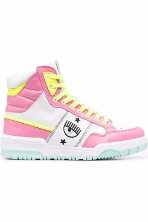 Chiara Ferragni Sko, Dame, Lyserød, 40 EU, Uld, Bold Eye High-Top Sneakers