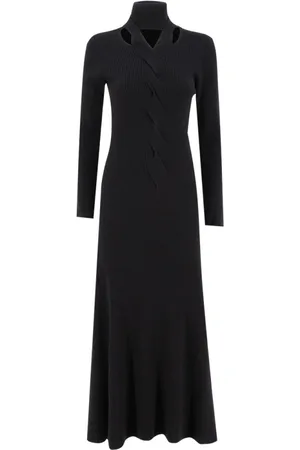 Fabiana Filippi Kjole, Dame, Sort, S, Uld, Ribstrikket Maxikjole