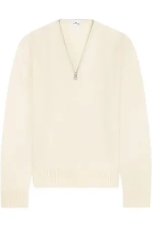 Courrèges Strik, Herre, , L, Uld, V-hals uldsweater med lynlås