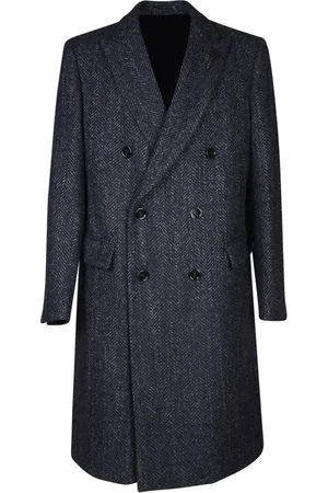 LARDINI Frakke, Herre, Blå, XL, Uld, Blå Uldblanding Frakke Aw24