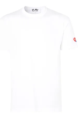 Comme des Garçons Top, Herre, Hvid, XL, Bomuld, Bomulds T-shirt med Sidelogo