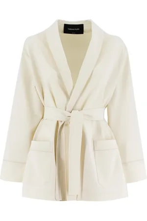 Fabiana Filippi Jakke, Dame, Hvid, XS, Polyester, Elegant jakke i pyjamasstil med pipingdetaljer