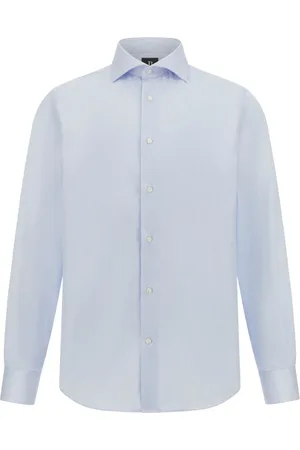 Boggi Milano Skjorte, Herre, Blå, 5XL, Bomuld, Ultimate Non-Iron Stribet Bomuldsskjorte