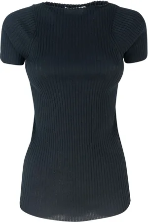 Sportmax Strik, Dame, Sort, S, Bomuld, Sort ribstrikket bomuldssweater