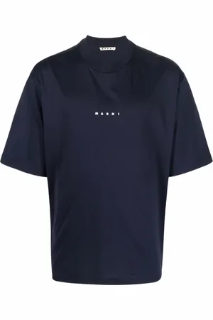 Marni Top, Herre, Blå, S, Bomuld, Blå Logo Print Bomuld T-Shirt