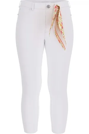 Guess Jeans, Dame, Hvid, W27, Bomuld, Cropped Capri Bukser med Tørklæde