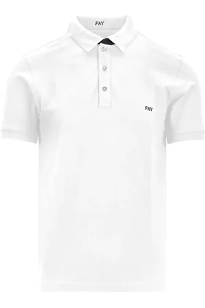 FAY Top, Herre, Hvid, 2XL, Bomuld, Button Polo Shirt
