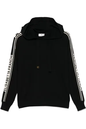 Elisabetta Franchi Sweathshirts & Hoodies, Dame, Sort, XS, Bomuld, Hættetrøje med logo-motiv