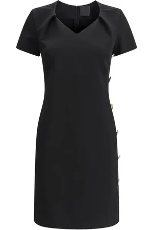 Givenchy Kjole, Dame, Sort, L, V-hals kort kjole med sideslids