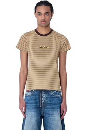MARTINE ROSE Top, Herre, Brun, M, Bomuld, Bomuld-Jersey Logo Motif T-Shirt