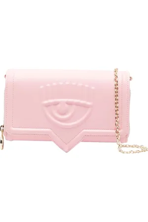 Chiara Ferragni Tilbehør, Dame, Lyserød, ONE SIZE, Læder, Lille Eyelike Logo-Præget Crossbody Taske
