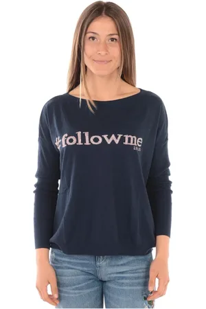 Liu Jo Strik, Dame, Blå, M, Uld, Cozy Knit Sweater