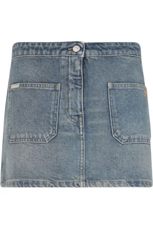Courrèges Nederdel, Dame, Blå, W27, Denim, Logo-broderet denim miniskørt