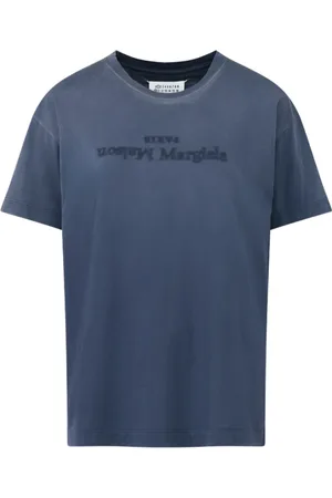 Maison Margiela Top, Herre, Blå, M, Bomuld, Blå bomulds T-shirt med logo