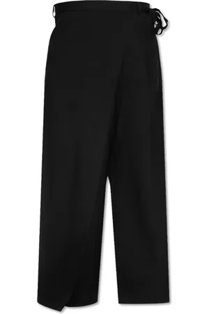 Maison Margiela Bukser, Dame, Sort, S, Uld, Uldne Bukser med Brede Ben
