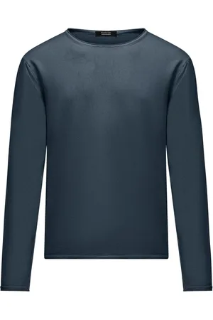 Bomboogie Strik, Herre, Blå, S, Bomuld, Bomulds Sweater med Rund Hals