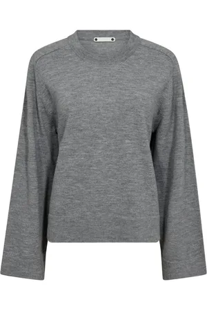 Co`Couture Strik, Dame, Grå, M, Uld, Gråmeleret striktrøje