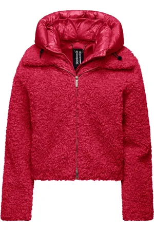 Bomboogie Jakke, Dame, Rød, XL, Uld, Curly Sherpa Fleece Hættefrakke