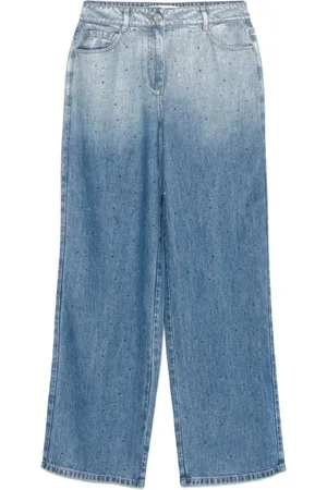 IRO Jeans, Dame, Blå, XL, Blå Krystalpyntede Jeans