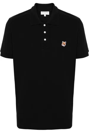 Maison Kitsuné Top, Herre, Sort, M, Bomuld, FOX Patch Piqué Polo Shirt