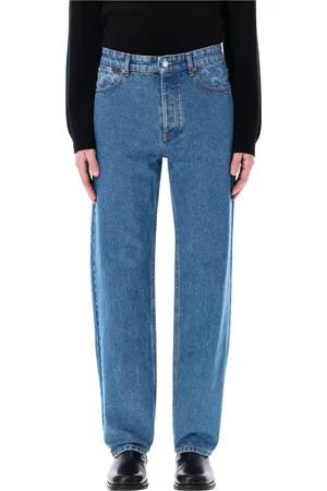 Marine Serre Jeans, Herre, Blå, L, Denim, Lyseblå Måne Laser Denim Løse Jeans