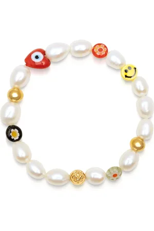 Nialaya Tilbehør, Herre, Gul, S, Uld, Smiley Face Perlearmbånd