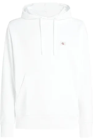 Calvin Klein Sweathshirts & Hoodies, Herre, Hvid, XS, Bomuld, Hvid Hættetrøje i Bomuld