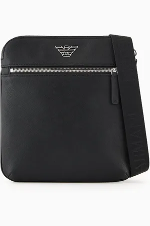 Emporio Armani Taske, Herre, Sort, ONE SIZE, Læder, Lille messenger taske i imiteret læder