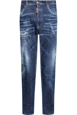 Dsquared2 Jeans, Herre, Blå, S, Denim, Lived-In Effect Straight Denim Jeans
