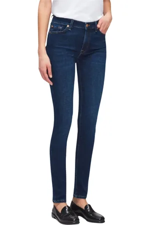 7 for all Mankind Jeans, Dame, Blå, W25, Bomuld, High Waist Skinny Jeans