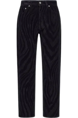 Roberto Cavalli Jeans, Herre, Sort, XL, Denim, Zebra Print Jeans Sort Mand