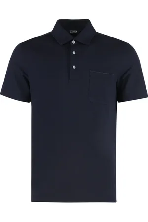 Ermenegildo Zegna Top, Herre, Blå, 2XL, Bomuld, Bomulds Polo Shirt med Frontlomme