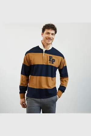 Eden Park Top, Herre, Flerfarvet, 2XL, Bomuld, Brun stribet langærmet skjorte