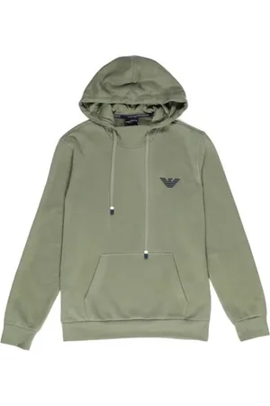Emporio Armani Sweathshirts & Hoodies, Herre, Grøn, XS, Bomuld, Bomuldsblandingshættetrøje