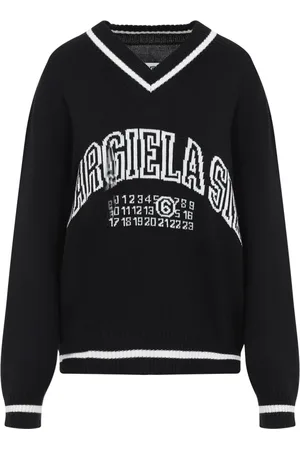 Maison Margiela Strik, Dame, Sort, S, Bomuld, V-Neck Top