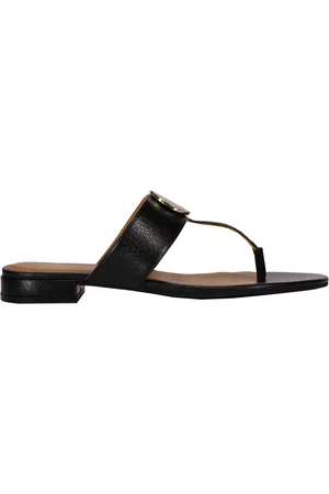 Emporio Armani Sko, Dame, Sort, 35 1/2 EU, Læder, Læder Klipklappere med Metalplade