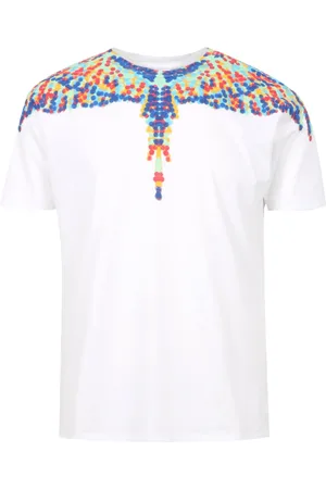 MARCELO BURLON Top, Herre, Hvid, S, Bomuld, Multicolor Wing Print T-Shirt