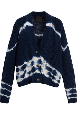 Roberto Collina Strik, Dame, Blå, M, Bomuld, Håndlavet Tie-Dye Cardigan, Blu, Sommerstil