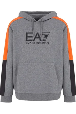 EA7 Sweathshirts & Hoodies, Herre, Grå, S, Bomuld, Grå Hættetrøje Sweatshirt