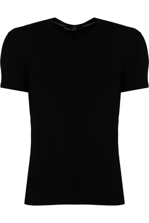 Emporio Armani Top, Herre, Sort, XL, Uld, V-Neck T-shirt