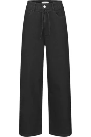 Modstrom Bukser, Dame, Sort, S, Bomuld, Wide Leg Bukser med Høj Talje