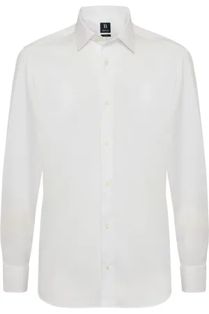 Boggi Milano Skjorte, Herre, Hvid, 3XL, Bomuld, Slim Fit Hvid Pinpoint Bomuldsskjorte