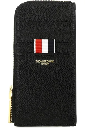 Thom Browne Tilbehør, Dame, Sort, ONE SIZE, Læder, Sort læderpung til mønter