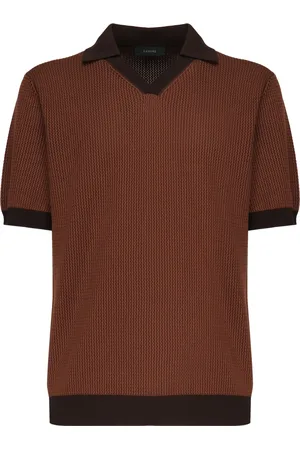 ZANONE Strik, Herre, Brun, L, Bomuld, Brun Bomuld T-shirts og Polos