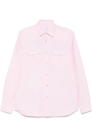 LARDINI Skjorte, Herre, Lyserød, 3XL, Bomuld, bomuldsskjorte med trykknapper