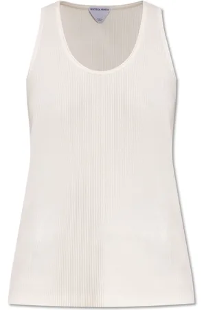 Bottega Veneta Top, Dame, Hvid, XS, Bomuld, Ribbet Top