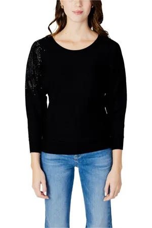 Guess Strik, Dame, Sort, M, Tyl, Leslie Logo Bat Sleeve Top