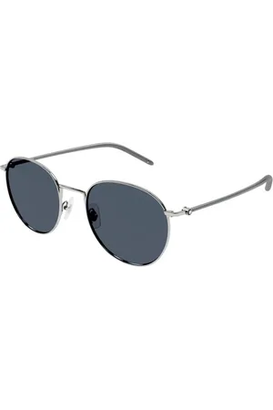 Montblanc Tilbehør, unisex, Grå, 55 MM, Uld, Blå Linse Solbriller