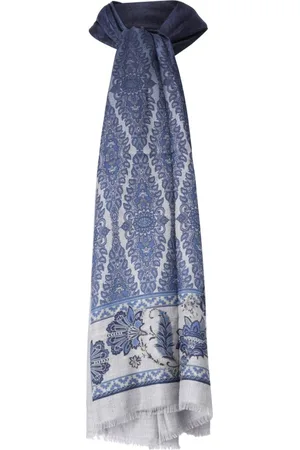 Etro Tilbehør, Herre, Blå, ONE SIZE, Floral Paisley Mønstret Modal Tørklæde